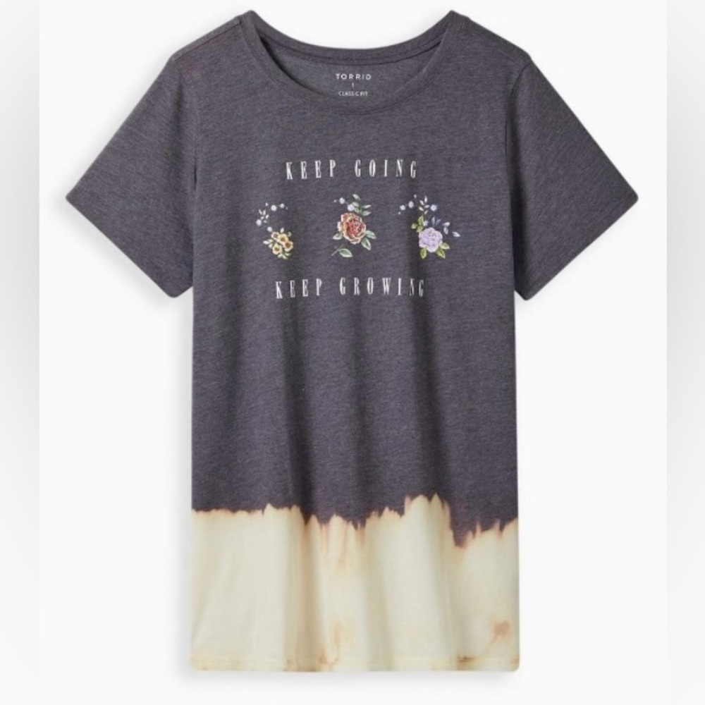Torrid Size 0 Bleach Hem Tie Dye Keep Growing Classic T-Shirt